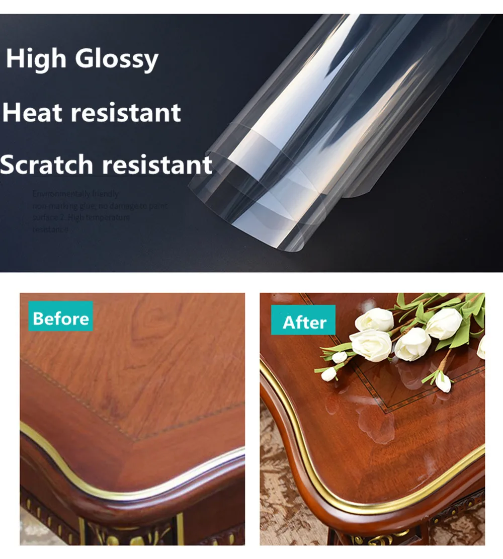 

Sunice 4mi Transparent Furniture Protective film high glossy Self-adhesive Furniture Protective Film Tabletop Desktop Wrap Film