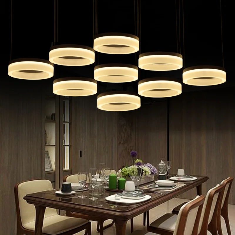 Library office 6-12 pcs Led ring light modern commercial lighting class room led pendant lights dining room study luminaria Led