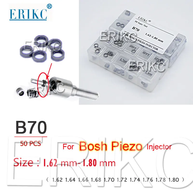 ERIKC 50 pieces / lot  Piezo injector Adjusting Washer Injector Nozzle Shims Size 1.62mm-1.80mm