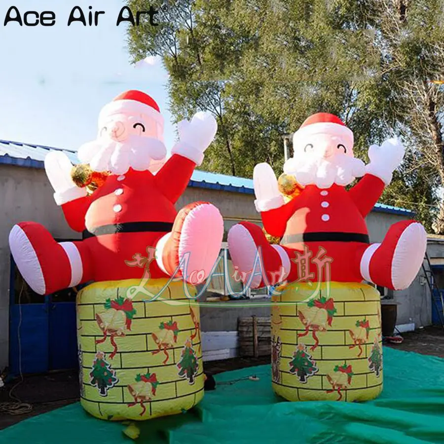 

Genius Design Santa Decor 5m H Inflatable Christmas Master Santa Claus Sit on Chimney