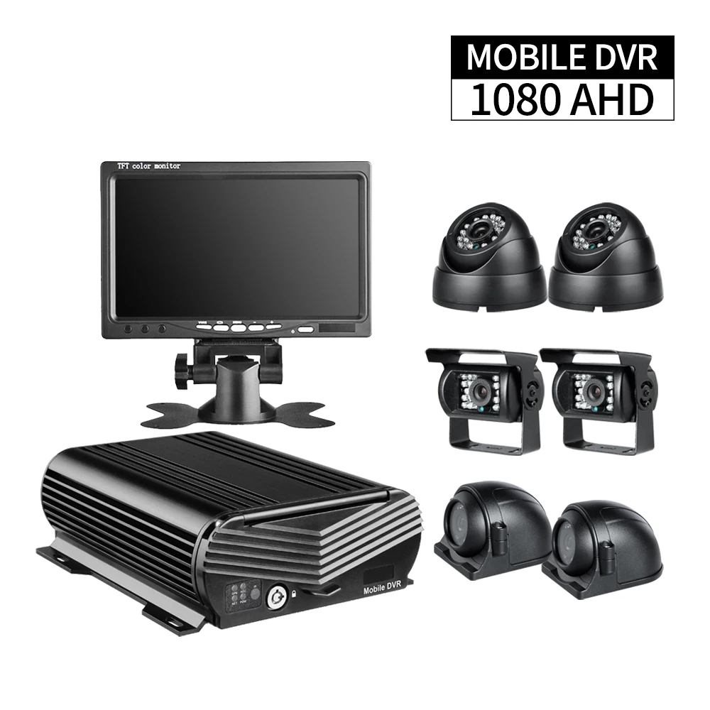 

AHD 8CH Hard Disk Car Mobile DVR Kit Video Recorder I/O PC Playback,7 Inch LCD Monitor,6Pcs Bus Truck Lorry Taxi Camera Mdvr kit