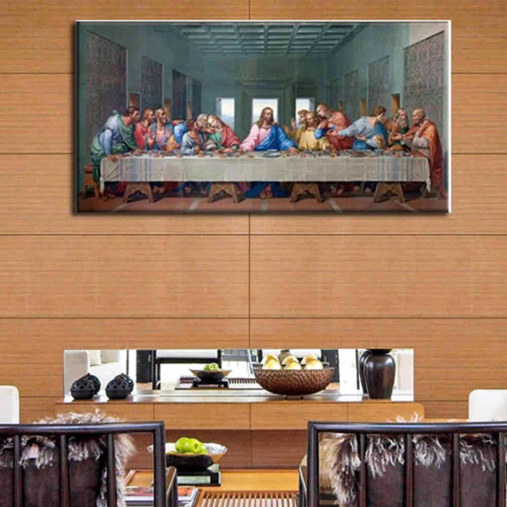 

Leonardo Da Vinci Jesus Last Supper Wall Art Canvas Painting Print Picture for Living Room Bed Room Wall Decor Drop Shipping