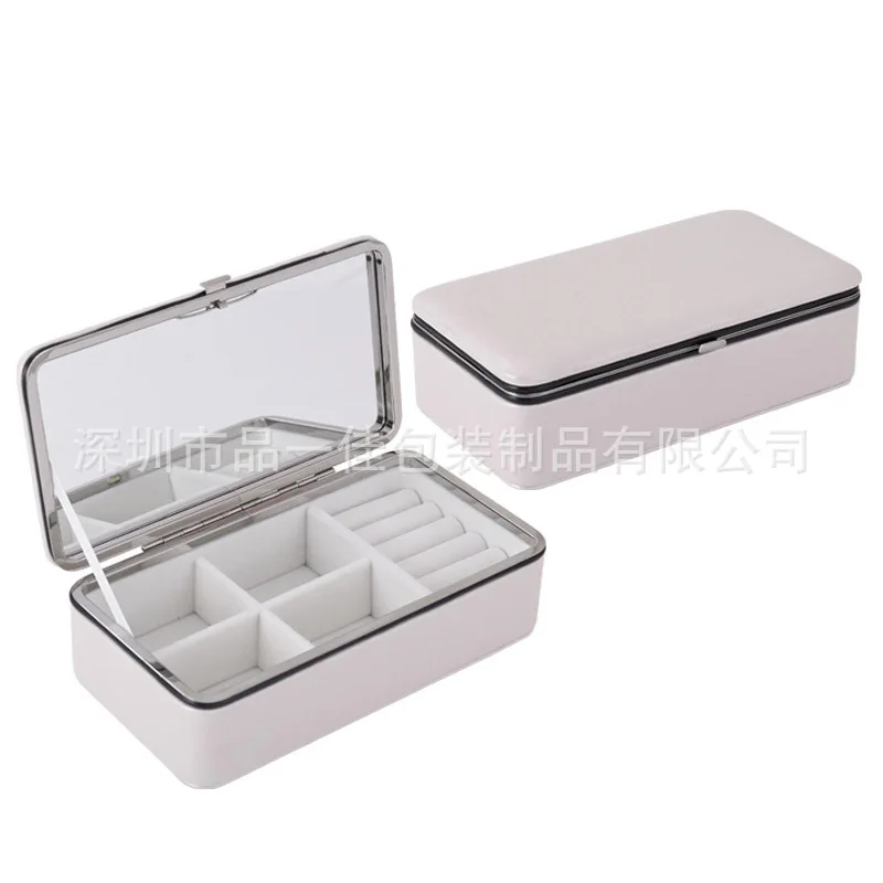 Exquisite Travel Jewelry Box Women Leather Rectangle Packaging Necklace Rings Earrings Storage Organizer Display Gift Boxes Case