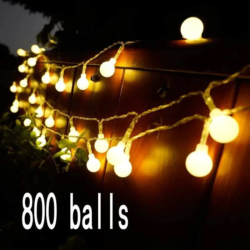 100M 800 Led Balls Fairy String Decorative Lights Operated Wedding Party Christmas Outdoor Garland Decoration