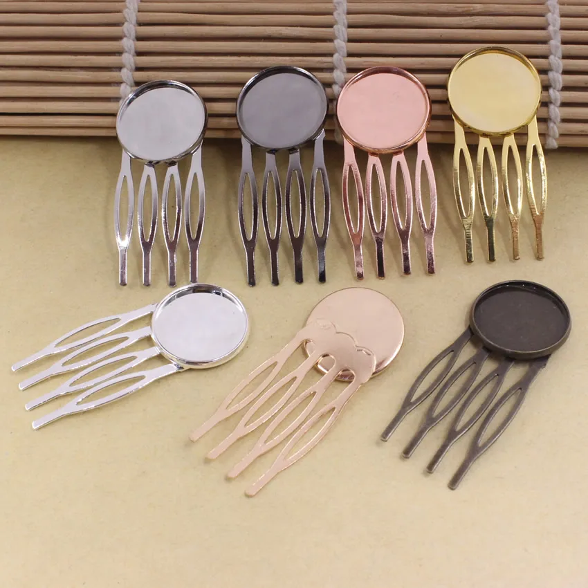 Onebeading Fit 20mm Copper Comb Hairpins Blank Cabochon Settings Hair Clips Base Accessories 22x52mm 10pcs K05467