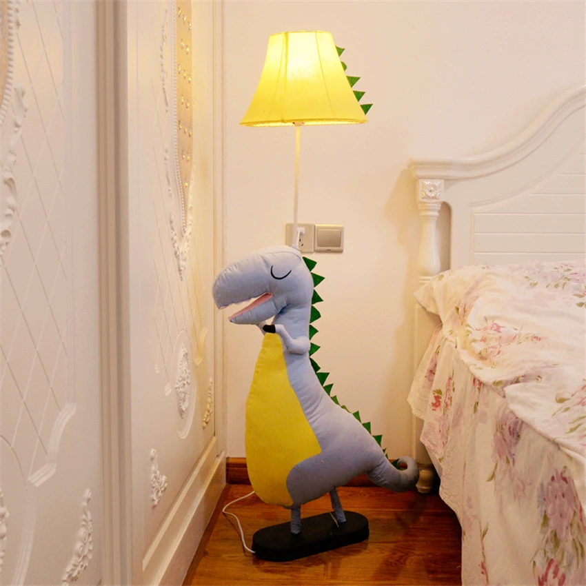 Cartoon Dinosaur Rag Doll Animals Floor Lamps Standing Children's Room Table Lamps Led Floor Lights Rabbit Birthday Gift Deco