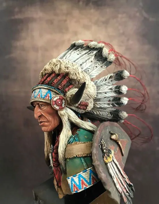 Unassambled  1/10 ancient Leader of the Plains man bust   Resin figure miniature model kits Unpainted