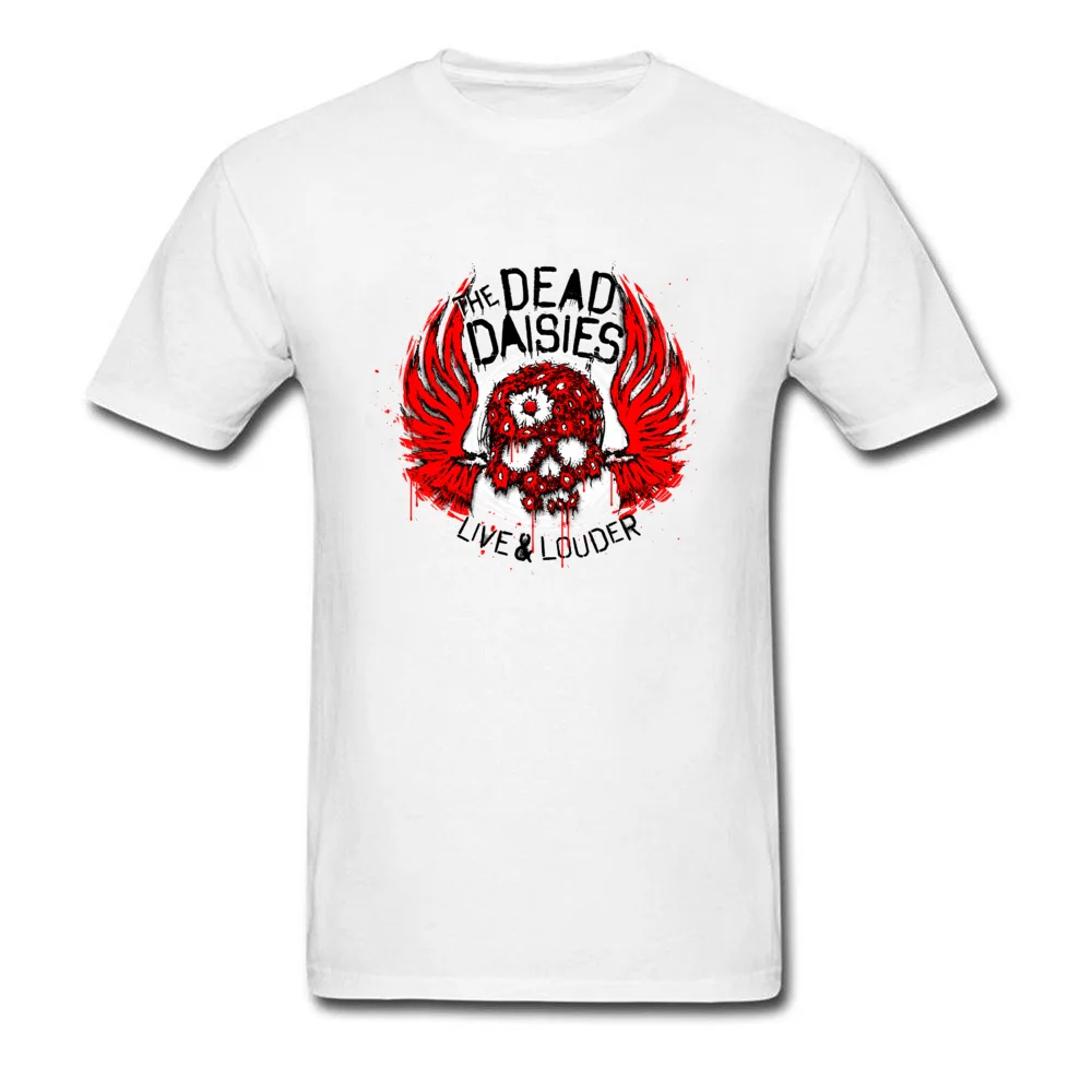 Live & Louder 2024 Punk Style Men T-shirt The Dead Daisies Skull Grey T Shirt Vintage Art Drawing Red Wings Print Tee