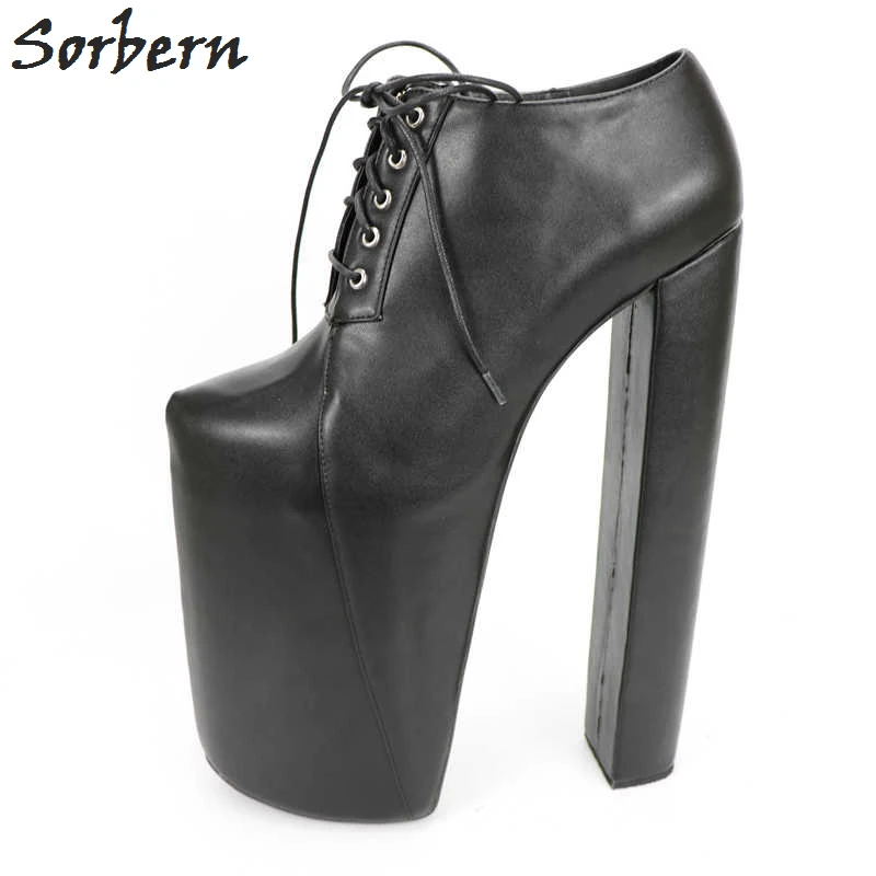 Sorbern Sexy Chunky Heeled Thick Platforms Ankle Boots For Women Fetish Shoes Display Show Boots Unisex 20-30cm High Heels