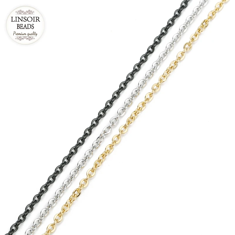 10 stoczni/dużo 1mm 1.5mm 2mm 2.5mm 3mm kabel ze stali nierdzewnej łańcuch luzem dla rodu czarny łańcuch naszyjnik diy biżuteria materiały — zdjęcie 3