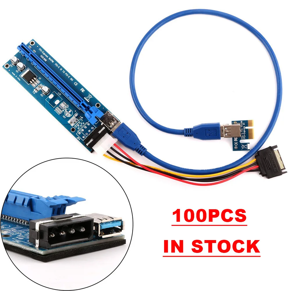 

Ubit 100PCS/LOT 60CM 4 Pin USB3.0 Cable For Mining PCI-E Express Powered Riser Card Hot Sale 1X to 16X Extender Riser Card