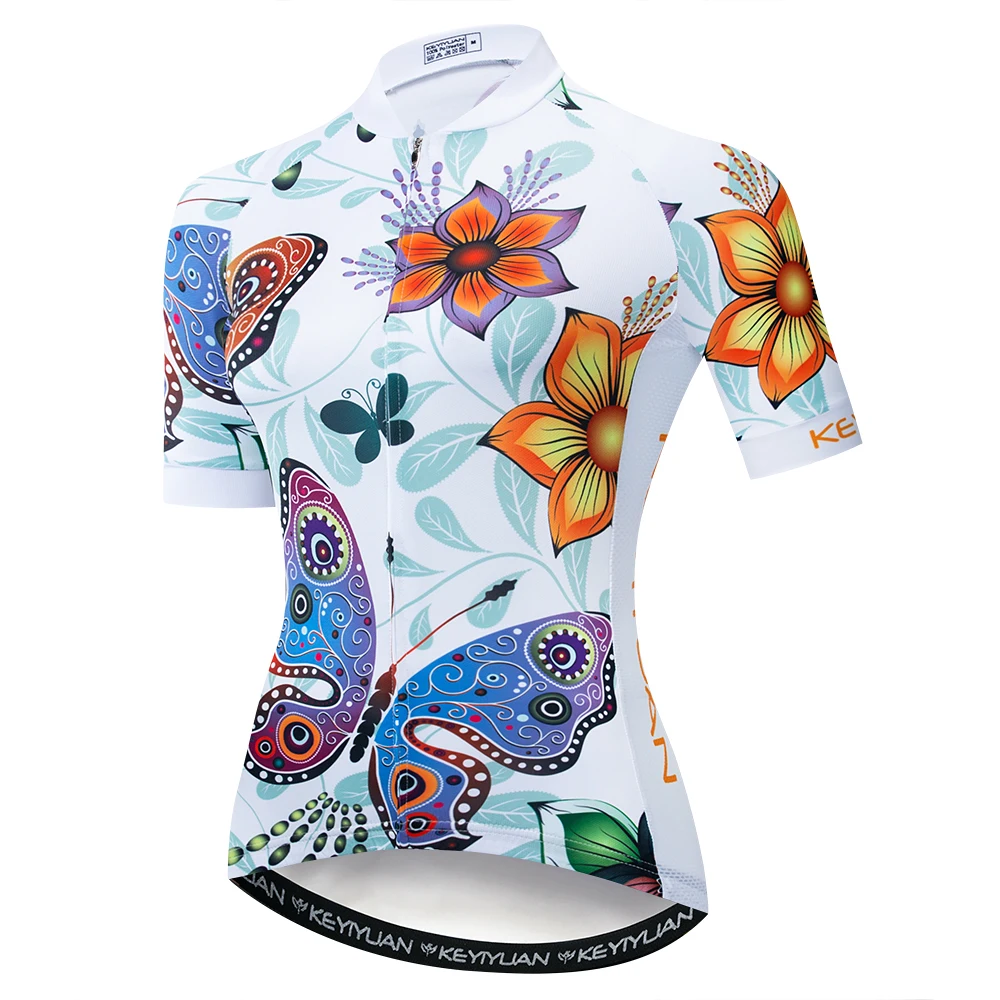 

2019 Keyiyuan Spring and Summer New Road Cycling Equipment Quick Dry Perspiration Women's White Short Sleeve Top