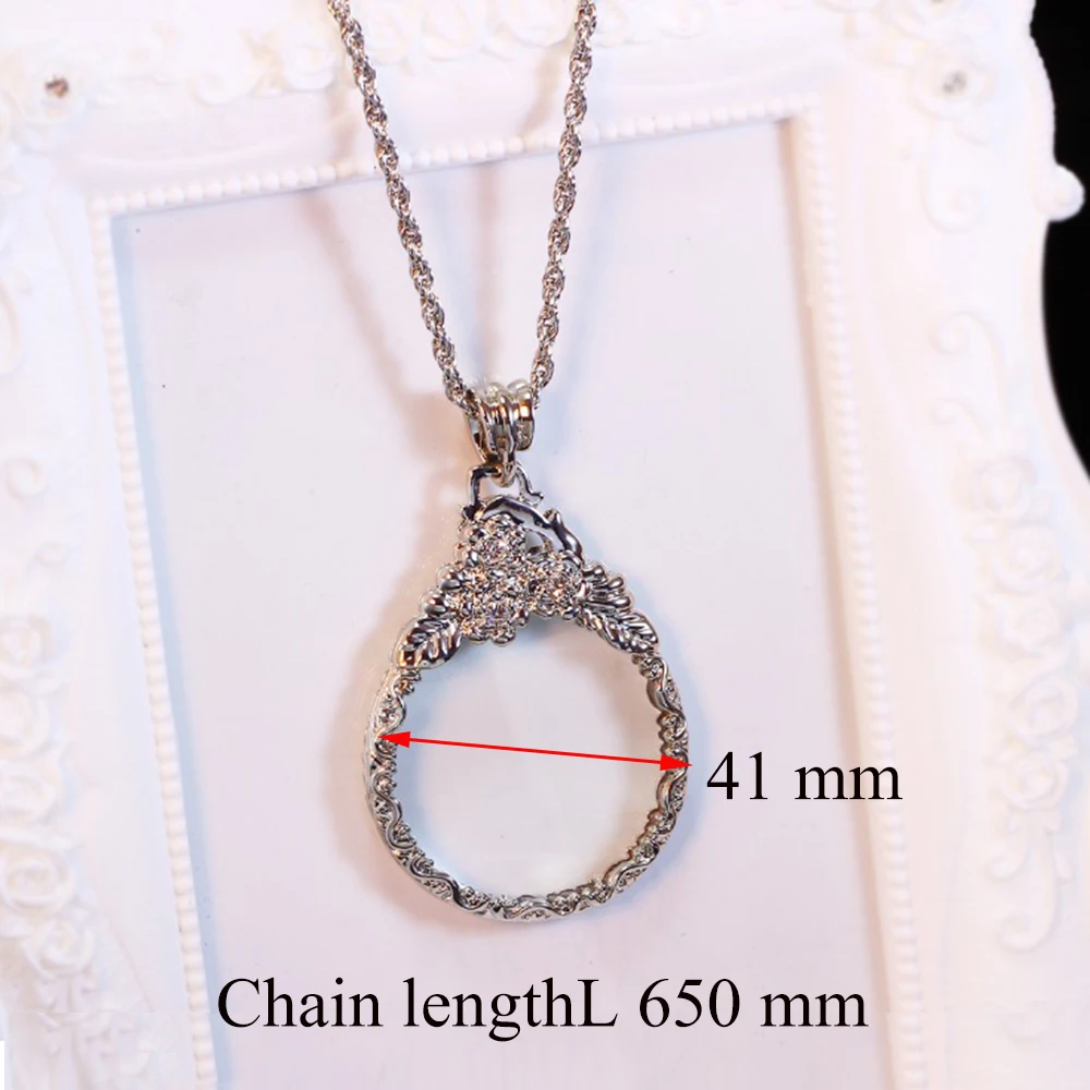 Long chain necklace for women\'s fashion pendant White and Gold color japan Magnifier necklaces New Magnifying glass for reading