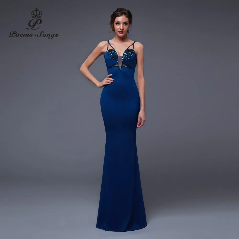 Poems Songs New Sexy Personality Mermaid  Evening Dress prom gownsParty dress vestido de festa Elegant Vintage robe longue