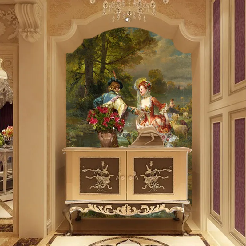 Photo Wallpaper 3D European Style Oil Painting Figure Murals Living Room Hotel Entrance Background Wall Paper 3D Papel De Parede