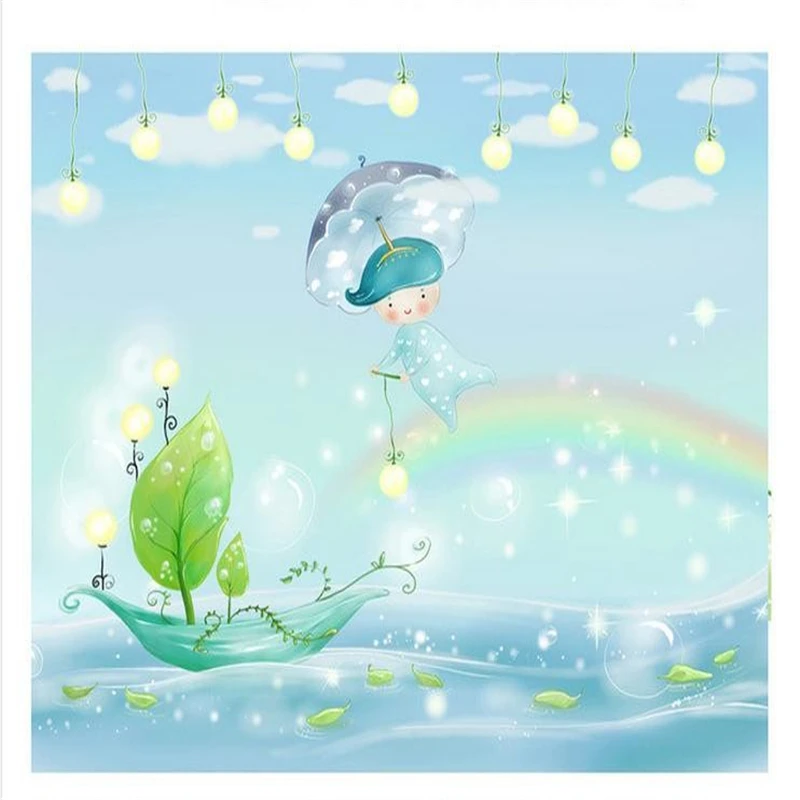 Beibehang Customzed 3d Kids Behang Regenboog Night Vliegende Orange Licht Kinderen Kinderen Tv Achtergrond Papel De Parede