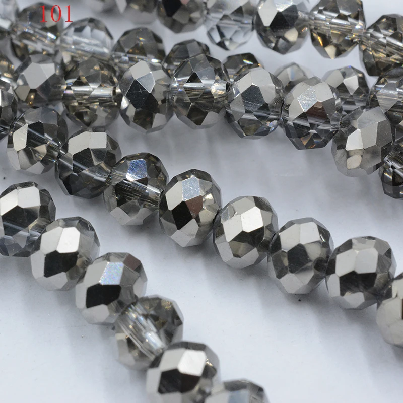FLTMRH 140pcs Rondelle Faceted Crystal Glass Loose Beads 4mm DIY