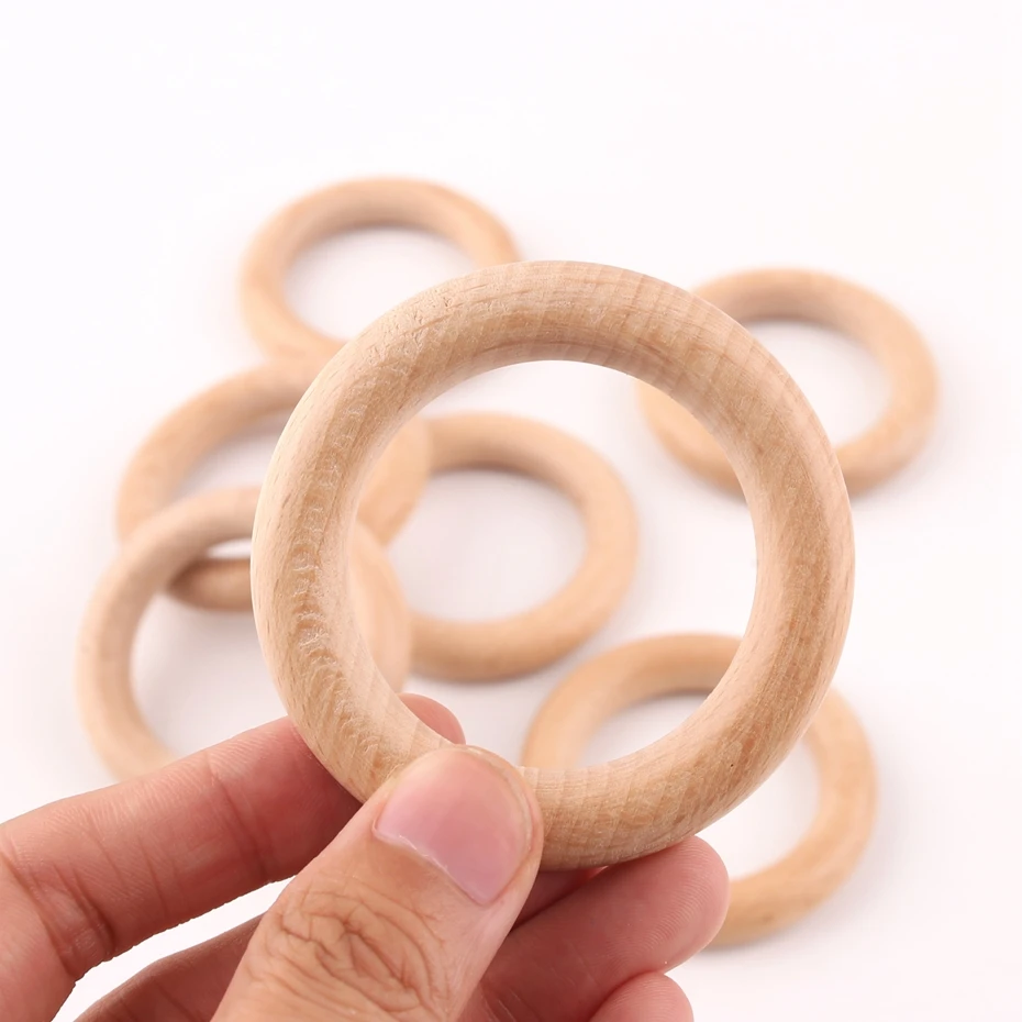 

5pc 60mm Unfinished Wood Teething Rings BPA Free Beech Wooden DIY Crafts Accessories Food Grade Materials Baby Teether