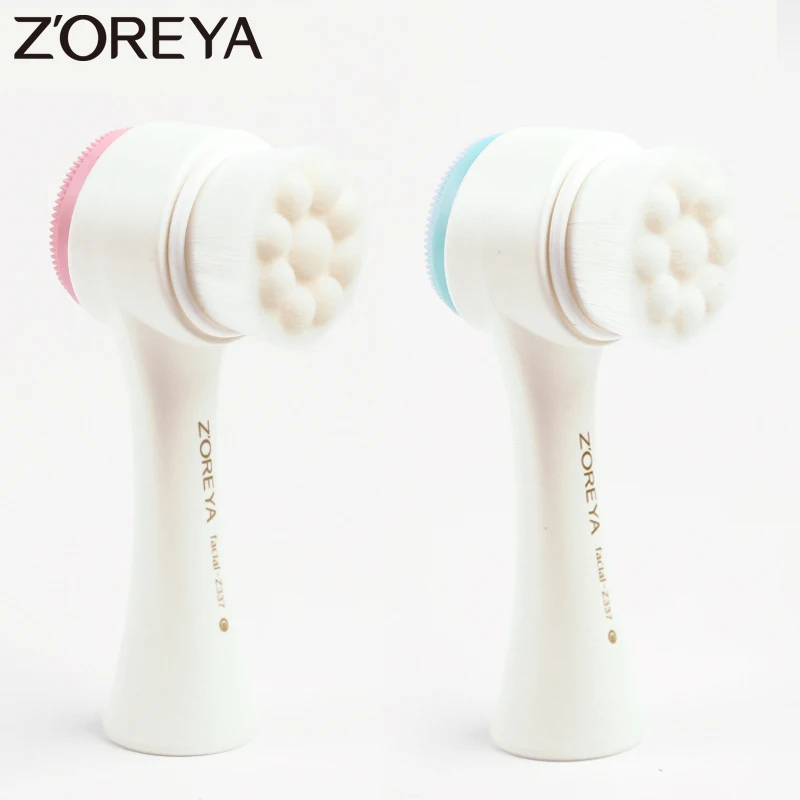 Zoreya Brand 2017 New arrive Multifunctional 3D facial makeup brushes  Cleansing Brush Spa Skin Care pink and green Z337