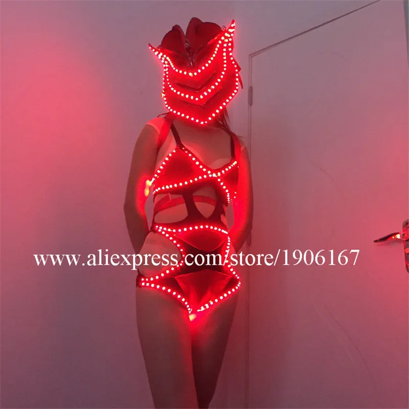 Led Luminous Novelty Sexy Lady Clothes Evening Dress Led Illuminate Glowing Women Costume And Helmet Suit Event Party Supplies