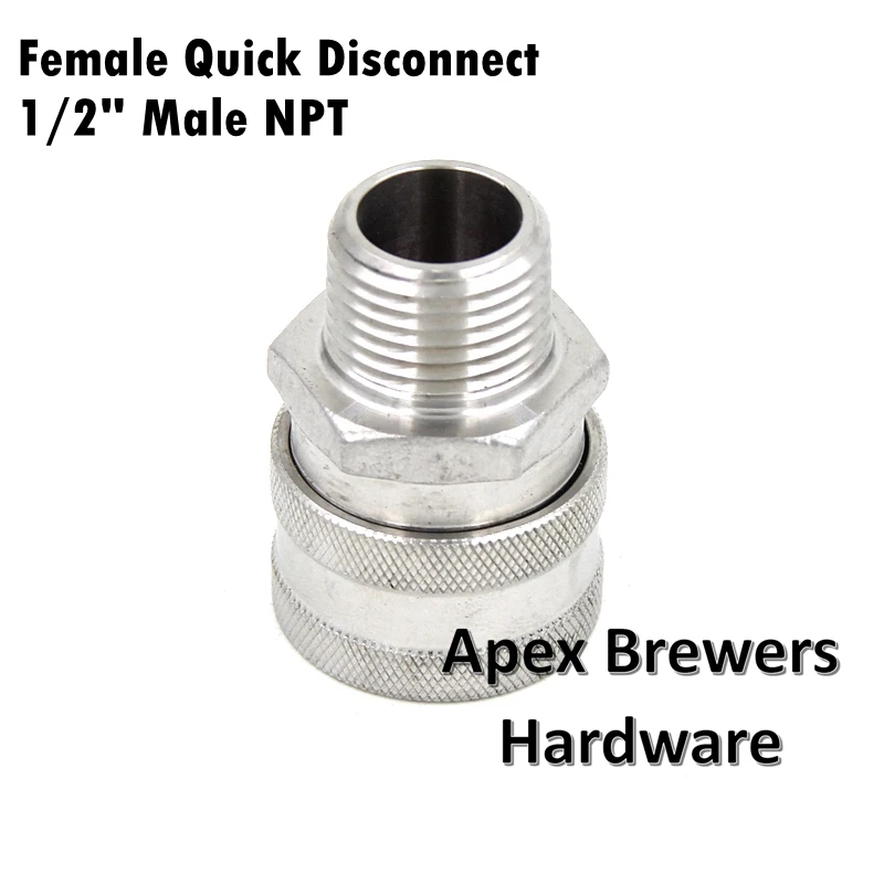 

Female Quick Disconnec-1/2"Male NPT, Ball Lock Style, Homebrew Brewer Hardware, Wholesale and Retail