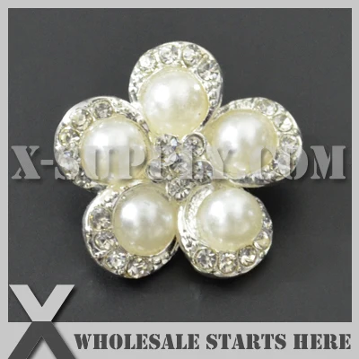 

DHL Free Shipping Flower Pearl Rhinestone Embellishments Button with Shank for Wedding Invitation,Brooch Bouquet,Flower Center