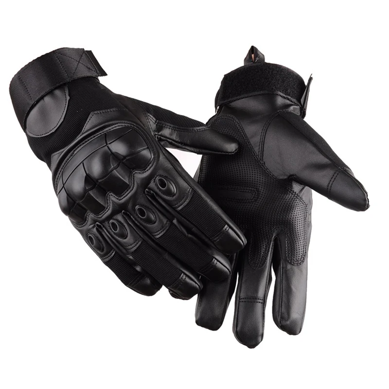 PU Leather Finger Hard Knuckle Full Finger Gloves Airsoft Paintball Bicycle Shooting Protection PU Leather Men Glove