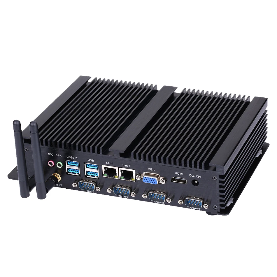 HUNSN Fanless Industrial PC,Mini Computer,Intel Celeron 1037U/I5 3317U,IM02,Windows XP/11,VGA,HD,2LAN,4COM,4USB2.0,4USB3.0