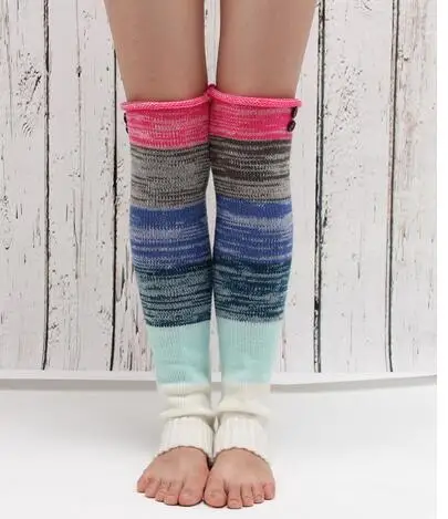 

100pairs/lot korean style woman patchwork leg warmer colorful knitted wool boot leg warmer