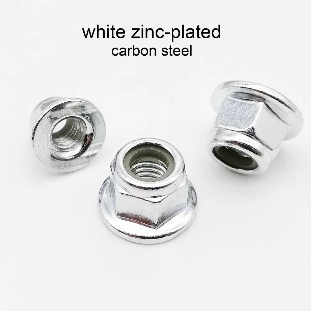 HZYUEGOU M3 M4 M5 M6 M8 M10 M12 Schwarze Kohlenstoffstahl 304 Edelstahl Sechskant-Flansch-Nylock-Nylon-Einsatz-Sicherungsmutter Selbstsichernd – Detail 4