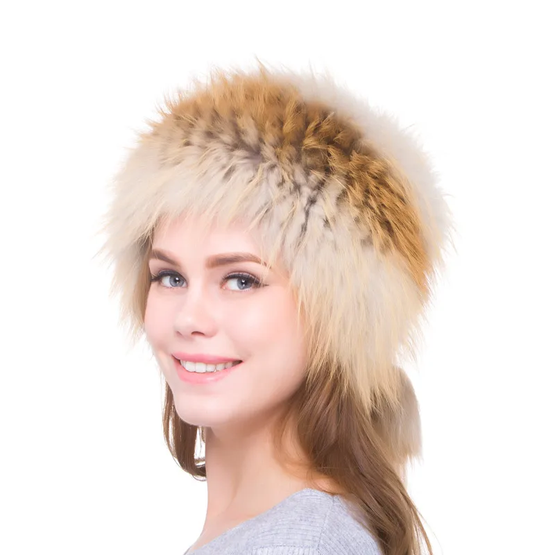 

Real Natural Fox Fur Hat Women's Winter Fox Fur Fur Ball Ear Protection Warm Bombing Russian Hot