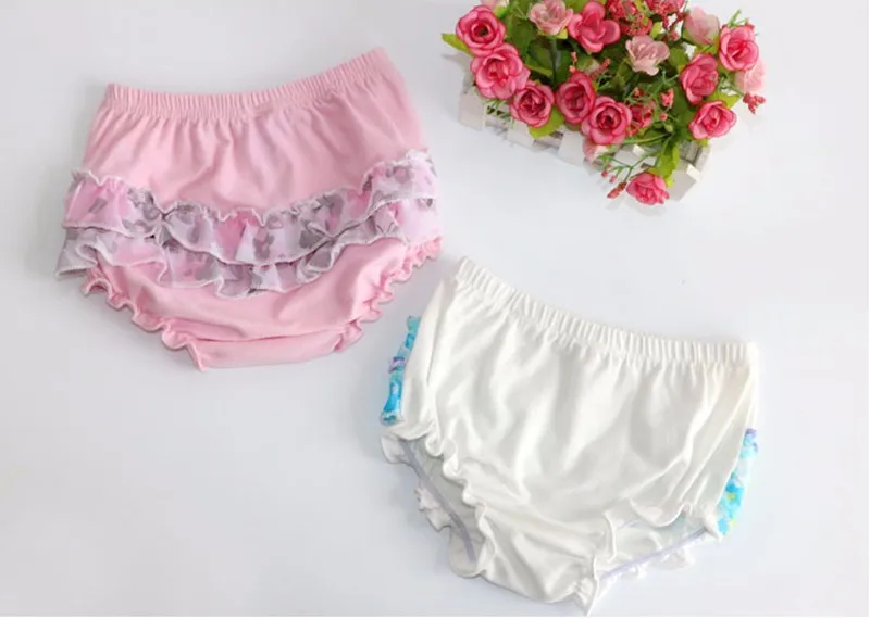 Babados rendas bebê bloomers crianças da criança meninas shorts calcinha calças de verão pp calças crianças roupas