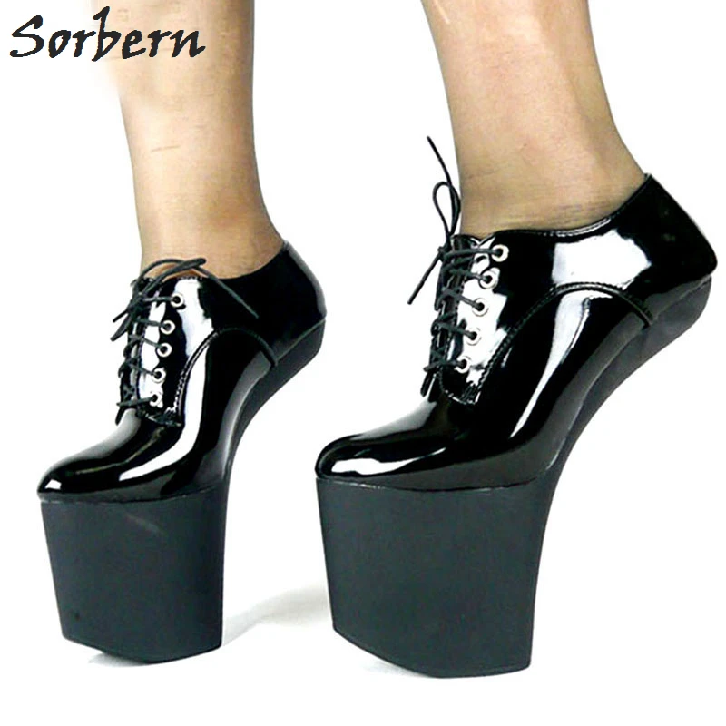 

Sorbern Sexy Extreme High heel Strange Hoof Heelless Woman Shoes 2018 pointed Toe Lace Up Ankle Woman Boots