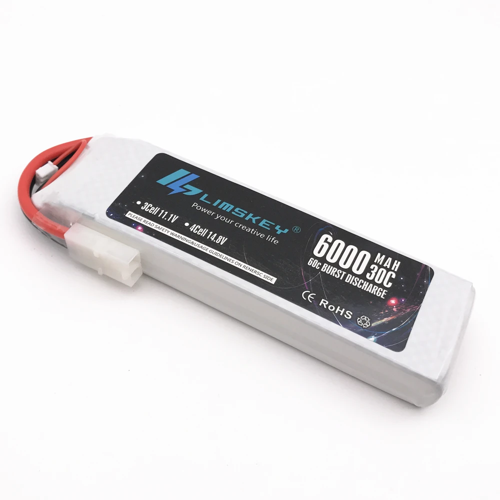 Limskey RC Lipo 2S Battery Hard Case 7.4V 6000mAh 30C MAX 60C For Traxxas Slash Emaxx RC 1/10 Car Truck Drone Helicopter
