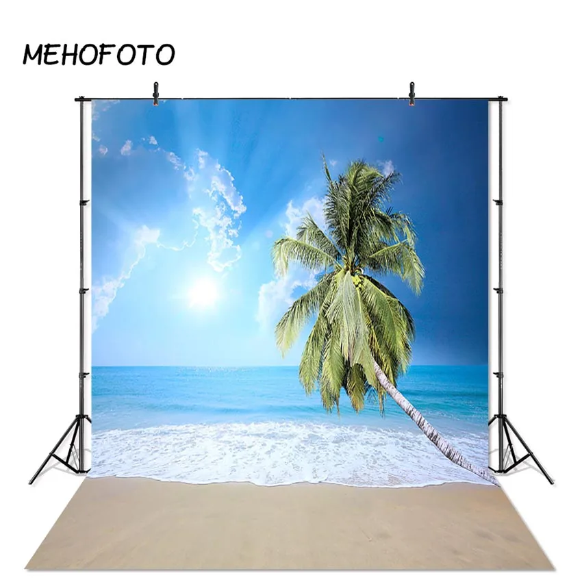 Beach Backdrop for Photography Summer Sandy Beach Palm Tree Coco Photo Studio Portrait Background Photobooth Photocall