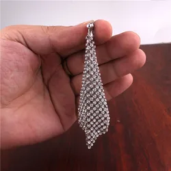 High-grade Gold Silver Color Rhinestone Clip on Earrings No Piercing for Women Wedding Bridal Fashion Large Pierced Earrings New