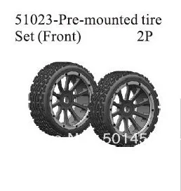 HSP part 51023 Pre-mounted tyre set (Front) For 1/5th RC Buggy Car Truck