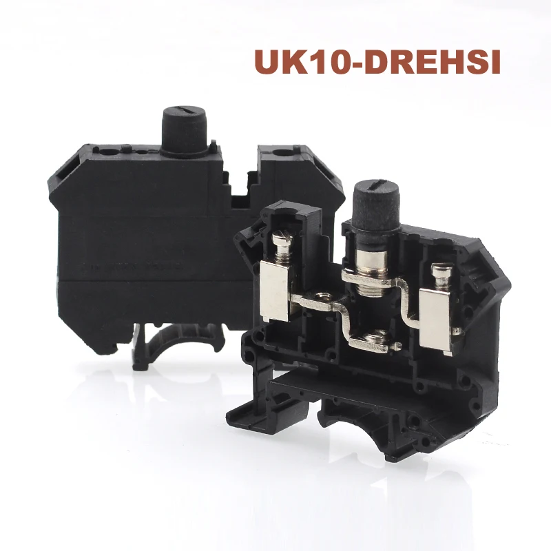 

5/10pcs Din rail screw Clamp fuse terminal block UK10-DREHSI morsettiera wire electric cable connector Bornier seat 800V 6.3A