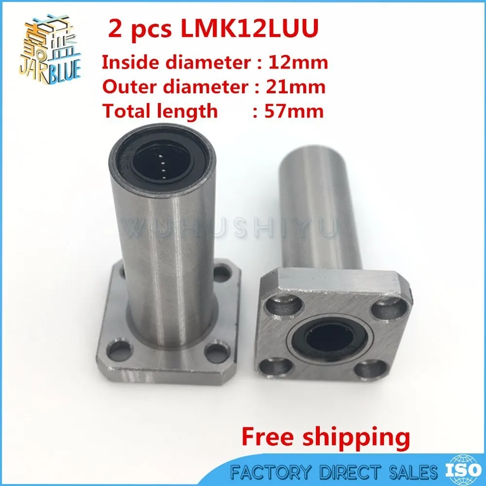 

3D printer 2pcs/lot LMK12LUU 12mm Longer Round Flanged Type Linear Bushing Ball Bearing CNC parts for RepRap Ultimaker 2