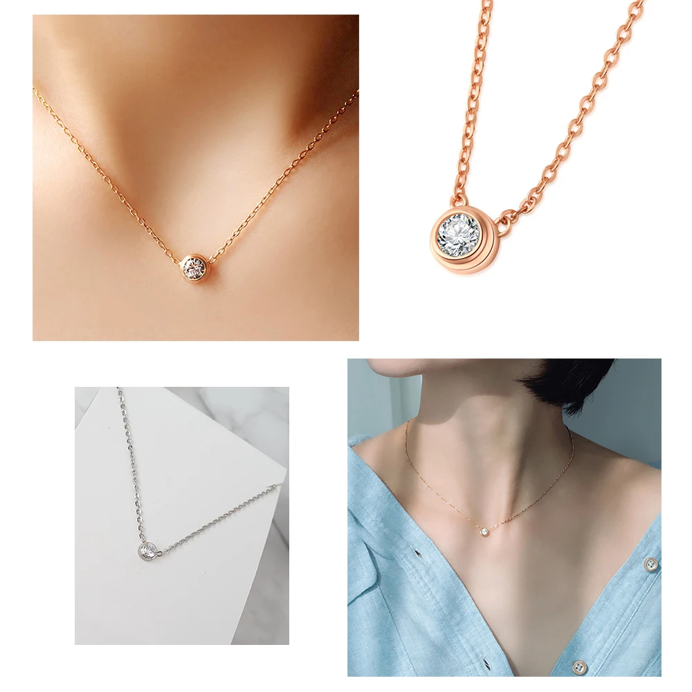 ZHOUYANG Pendant Necklaces Jewelry For Women Rose Gold Color Chain Jewellery Heart Necklace Cubic Zirconia Gift Wholesale N388