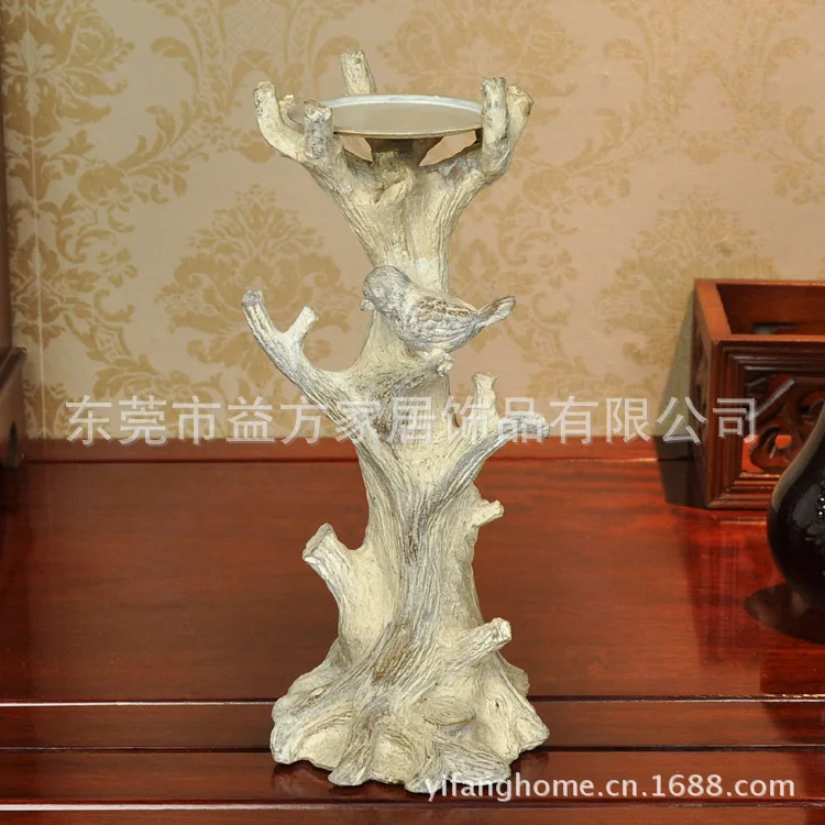 European and American antique bird station branch candelabra living / dining specialties American Resin Crafts Decoration