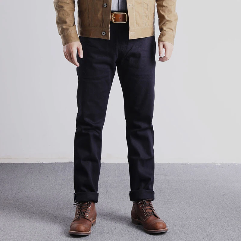 

Red Tornado Selvedge Denim Officer Chino Vintage WW2 Military Trousers Slim Fit Blue-Black ONEWASH