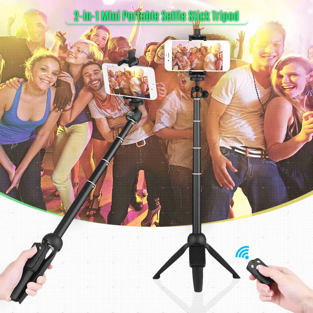 YUNTENG YT-9928 2-in-1 Mini Tripod Selfie Stick with Bluetooth Remote Control