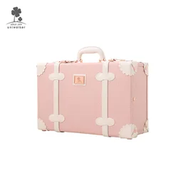 Petite valise vintage en cuir PU rose pour filles, bagage à main léger, trousse de maquillage mignonne, or rose, rétro, mode, 12