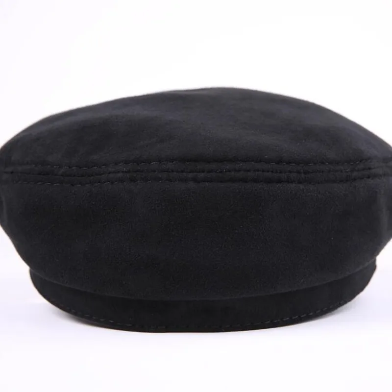 Autumn Winter Adult Women\'s Hat Second Layer Sheepskin Military Hats Brands Bone Genuine Leather Cap Flat Top Caps For Men