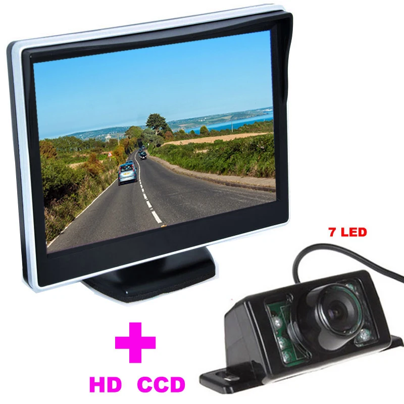 7LED Car Rearview Camera CCD 170 Angle + 5