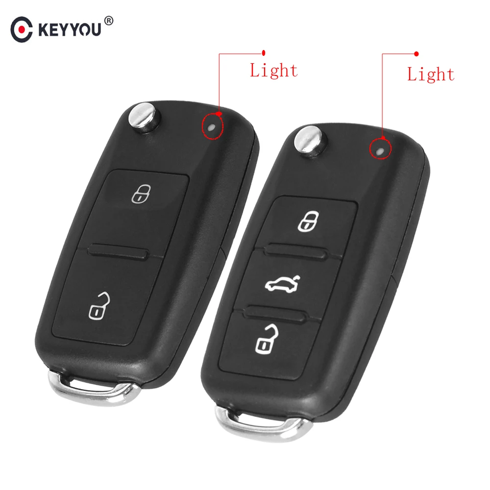 KEYYOU Flip Fob Remote Folding Key Shell For Volkswagen VW Polo Tiguan Golf Jetta Beetle MK6 Touareg Blank Key 2/3 Buttons