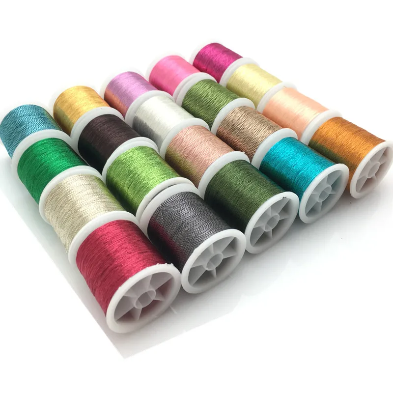 20 Piece Metallic Glitter Polyester Embroidery Thread Sewing Thread Set - All Purpose Assorted Colours Crochet Thread 7YJ71