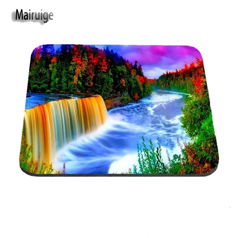 Beautiful Waterfalls In Woods Rubber Soft gaming mouse Cool Games black mouse pad  Customized Supported  18*22/25*20/29*25*2cm