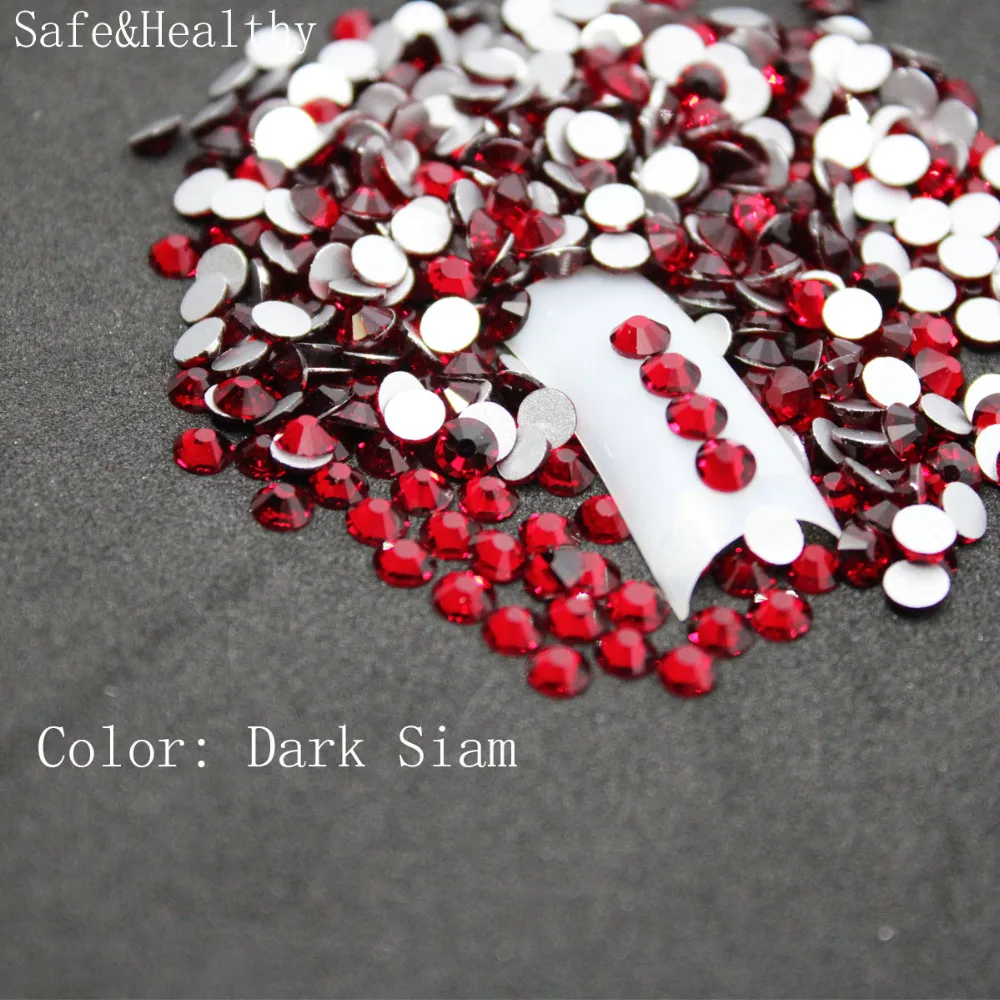 

1440PCS Dark Siam SS3-SS34 Rhinestones Back Flat Round Nail Art Decorations And Stones Non Hotfix Crystals for DIY Glass